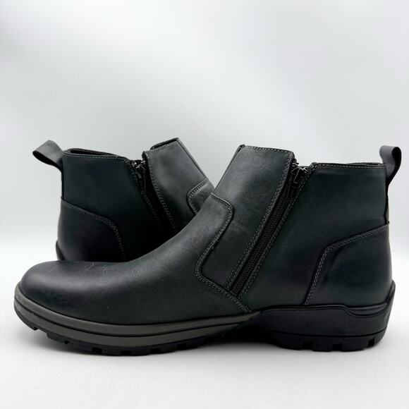 Propet Mens Brock Ankle Boot US 14 M EU 48 Black Leather Dual Zipper EUC main image 11
